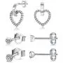 Sterling Silver Stud Earrings for Women Men, 3 Pairs Small Heart Shaped Drop Earrings | Round Cubic Zirconia Stud Earrings Set Dainty Cartilage Earring Tragus Piercing Dangler Jewelry for Girls Lady