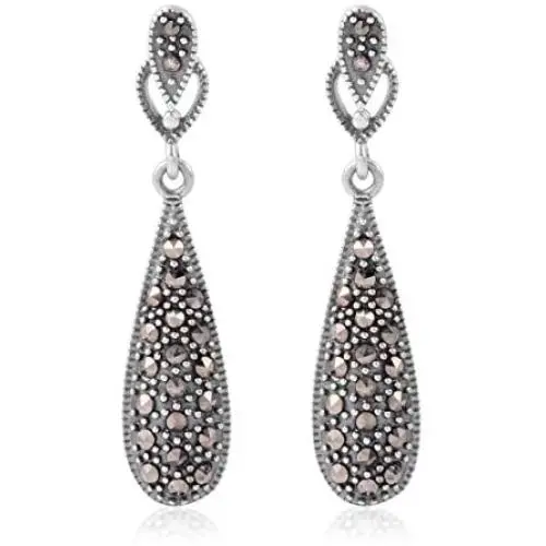 Shop LC Dangle Drop Earrings 925 Sterling Silver Round Marcasite Fashion Prom Jewelry for Women Mothers Day Gifts Ct 0.8