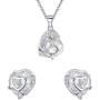 EleQueen Womens Heart Jewelry Set S925 Sterling Silver Cubic Zirconia Love Heart Bridal Pendant Necklace Stud Earrings