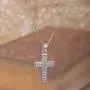 Vanbelle Stering Silver Jewelry Studded Cross Pendant-Necklace with Cubic Zirconia Stones and Rhodium Plated for Women and Girls