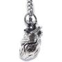 Pearlina Anatomical Heart Necklace Man or Woman 3D Pendant Oxidized Antique-Finish Stainless Steel, 24''