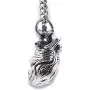 Pearlina Anatomical Heart Necklace Man or Woman 3D Pendant Oxidized Antique-Finish Stainless Steel, 24''