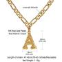ChainsHouse Initial Letter Pendant Necklace Mens Womens Capital Letter Yellow Gold Plated A-Z 26 Alphabet Name Jewelry 16''+2'' Adjustable Stainless Steel Figaro Chain Personaziled