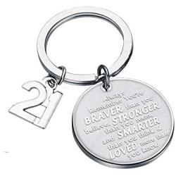 FUSTMW 21st Birthday Keychain Happy 21st Birthday Gifts Turning 21 Birthday Jewelry Gifts Inspirational Gifts