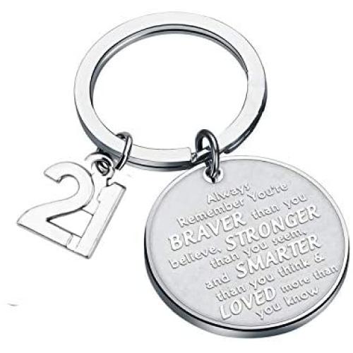 FUSTMW 21st Birthday Keychain Happy 21st Birthday Gifts Turning 21 Birthday Jewelry Gifts Inspirational Gifts