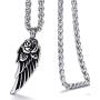 Mens Stainless Steel Cremation Jewelry Ashes Urn Necklace Rose Angel Wing Small Pendant with 24 Inches Link Chain
