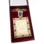 Nazareth Store Jonah & Giant Fish Pectoral Cross Pendant Biblical Icon Crystallized Blue Elements Gold Plated Pendant Christian Priest Bishop Iconic Relic With 24'' Chain Necklace - Jewelry Gift Box