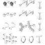 LOYALLOOK 16G 316L Stainless Steel Tragus Helix Cartilage Earrings Piercing Labret Lip Stud Earring Hoops for Men Women Body Piercing Jewelry