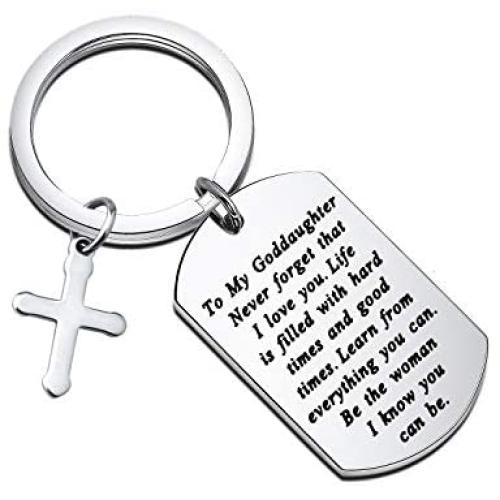 Goddaughter Keychain Goddaughter Gift from Godmother Goddaughter Christening Gifts Jewelry Never Forget That I Love You