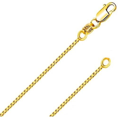 14K REAL Solid Yellow or White or Rose/Pink Gold 0.5MM,0.7MM,0.8MM,0.9MM,1.1MM,1.2MM Italian Diamond Cut Box Chain Necklace