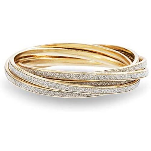 Steve Madden Glitter Design Interlocking Bangle Bracelet For Women