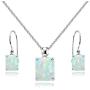 Sterling Silver Genuine or Synthetic Gemstone Octagon-Cut Solitaire Drop Dangle Earrings & Necklace Set