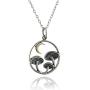 Sterling Silver Magical Mushroom Charm Necklace with Bronze Crescent Moon, 18'' Cable Chain