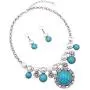 Rosemarie Collections Women’s Western Style Circular Turquoise Concho Statement Necklace Earrings Set Rosemarie Collections Women’s Western Style Circular Turquoise Concho Statement Necklace Earrings Set