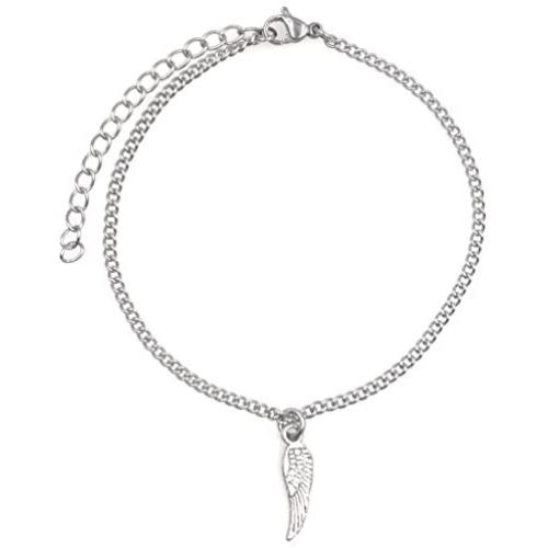 Its All About...You! 7.5” - 9.5” Stainless Steel Ankle Bracelet with Alloy Mini Angel Wing 52C