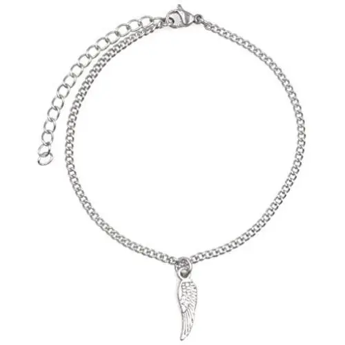 Its All About...You! 7.5” - 9.5” Stainless Steel Ankle Bracelet with Alloy Mini Angel Wing 52C