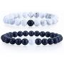 Cherry Tree Collection Couples Distance Bracelets | His and Hers | Gemstone Beaded Stretch Bracelets 8mm Round Beads | Multiple Sizes