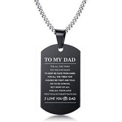 VNOX Personalized Jewelry for Dad to My Dad Stainless Steel Dog Tag Pendant Necklace for Dad from Daughter, Son, Wife