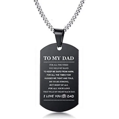 VNOX Personalized Jewelry for Dad to My Dad Stainless Steel Dog Tag Pendant Necklace for Dad from Daughter, Son, Wife