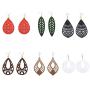 6 Pairs Ethnic Wooden Dangle Earrings Bohemian Wooden Hollow African Drop Earrings Sets Lightweight African Style Wood Teardrop Hook Earrings Retro Natural Wood Statement Earrings Jewelry