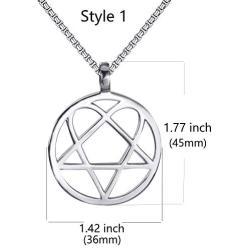 Elfasio Mens Womens Stainless Steel Pendant Necklace Heartagram Star Heart Him Chain Vintage jewelry