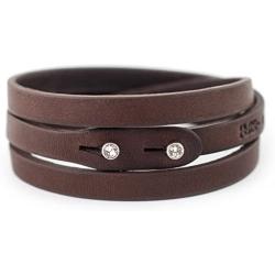 Genuine Italian Leather Wrap Bracelet with Swarovski Crystal Closure | Multiple Colors Available Women or Men | Handcrafted in Italy (Te Plus)