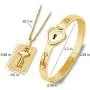 Lock and Key Bracelet and Necklace Set, His& Hers Matching Set Plated Titanium Love Lock Set Couple Heart Bangle Bracelet Lock Key Pendants Lock and Key Bracelet and Necklace Set, His& Hers Matching Set Plated Titanium Love Lock Set Couple Heart Bangle Bracelet Lock Key Pendants