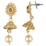 Efulgenz Indian Bollywood Traditional 14 K Gold Plated Crystal Kundan Pearl Beaded Wedding Temple Tassel Choker Necklace Earrings Jewelry Set