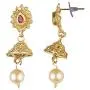 Efulgenz Indian Bollywood Traditional 14 K Gold Plated Crystal Kundan Pearl Beaded Wedding Temple Tassel Choker Necklace Earrings Jewelry Set