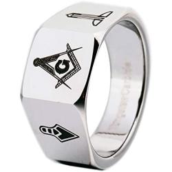 Cloud Dancer Classic 12mm Width Silver Masonic and Masonic Working Tools Men Master Masonic Signet Ring Mason Ring Jewelry