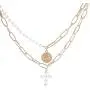 Fstrend Fashion Layered Necklace Gold Pearl Coin Pendant Chain Cross Statement Multilayer Necklaces Jewelry for Women and Girls(2Pcs) Fstrend Fashion Layered Necklace Gold Pearl Coin Pendant Chain Cross Statement Multilayer Necklaces Jewelry for Women and Girls(2Pcs)