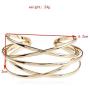Multi-Layer Cross Wire Bangle Minimalist Simple Coil Punk Style Cuff Open Adjustable Wide Bracelet for Women Teen Girls Fashion Jewelry Armlet Armband Bangle