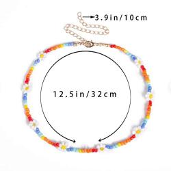 Chicque Bohemian Flowers Choker Necklace Bead Necklace Chain Beach Daisy Necklaces Jewelry for Women and Girls (Colorful)