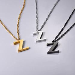 PROSTEEL Stainless Steel/Sterling Silver Initial Name Necklace, A to Z Initial Letter Personalized Necklaces for Men Women, Gold/Silver/Black Tone, 16''/20'' Adjustable, Come Gift Box