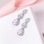 EVER FAITH Silver-Tone Cubic Zirconia Birthstone 3 Tear Drop Dangle Earrings