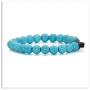 Xusamss Fashion Religious Cross Bracelet 8mm Tiger Eye Turquoise Beads Elastic Bracelet,7 1/2 Wrist
