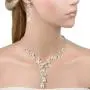 EVER FAITH Silver-Tone CZ Austrian Crystal Cream Simulated Pearl Elegant Flower Jewelry Set EVER FAITH Silver-Tone CZ Austrian Crystal Cream Simulated Pearl Elegant Flower Jewelry Set