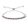 Sterling Silver Genuine, Created or Simulated Gemstone 2mm Round Bezel-Set Adjustable Dainty Tennis Bracelet