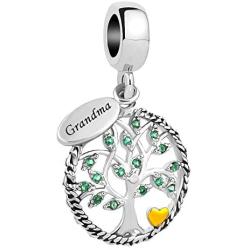 SexyMandala Grandma Family Charm Tree of Life Charms Dangle Bead fit for Bracelets Pendant I Love Family Grandma