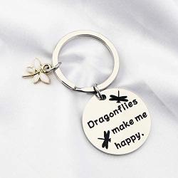 FUSTMW Dragonfly Gifts Keychain Dragonfly Themed Gifts Dragonfly Charm Jewelry Nature Lover Gifts Dragonflies Make Me Happy