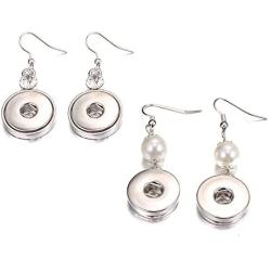 Lovglisten 2 Pair Snap Earrings 18mm Snap Buttons Earrings Charm Jewelry Dangle Earrings (2)