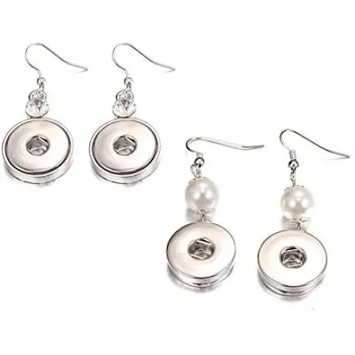 Lovglisten 2 Pair Snap Earrings 18mm Snap Buttons Earrings Charm Jewelry Dangle Earrings (2) Lovglisten 2 Pair Snap Earrings 18mm Snap Buttons Earrings Charm Jewelry Dangle Earrings (2)