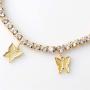 Butterfly Anklet for Women Teen Girls, 18K Gold / White Gold Plated Rhinestone Inlay Chain Tennis Ankle Bracelet with Extension