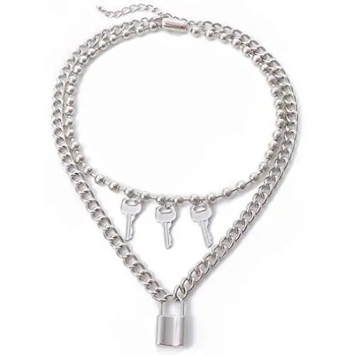 Ingemark Punk Gothic Rivet Choker Key Lock Pin Pendant Necklace Unisex Steampunk Layered Curb Rope Link Chain Choker Necklace Ingemark Punk Gothic Rivet Choker Key Lock Pin Pendant Necklace Unisex Steampunk Layered Curb Rope Link Chain Choker Necklace