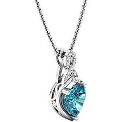 Dazzlingrock Collection 14K 8 MM Heart Shaped Gemstone & Round White Diamond Ladies Heart Pendant, White Gold