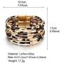 Fesciory Leopard Bracelet for Women Wrap Multi-Layer Leather Bracelet Magnetic Clasp Cuff Bangle Jewelry