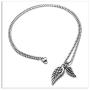 Xusamss Punk Jewelry Titanium Steel Angel Wings Pendant Necklace