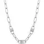 EF ENFASHION Three Locks and One Key Chain Necklaces, Geometric Stainless Steel Choker Necklaces for Women.