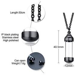 Stainless Steel Glass Openable Container Vial Tube Urn Keepsake Cremation Ashes Holder Memorial Pendant Necklace,Funnel Kit Included