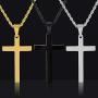 WHIPPY Cross Necklace Chain Handmade Jesus Crucifix Pendant Choker Stainless Steel Silver Gold Black Plain Twist Necklace Simple Jewelry for Men Women